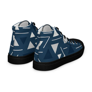Abstract Blue Triangles Canvas Shoes - Dipaliz - Sneakers