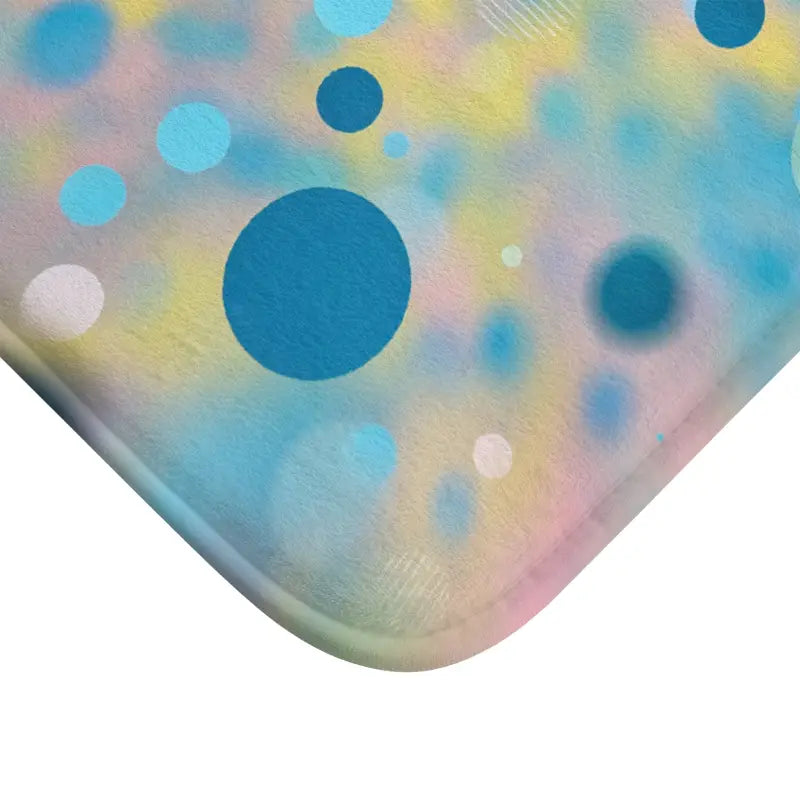 Dive Into Color: Abstract Blue Yellow Circles Bath Mat - Home Decor