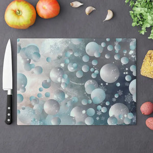 Tempered Glass Cutting Board Abstract Bluish Circles Pattern Dipaliz - Large - Boards