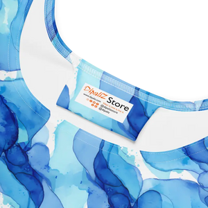 Dresses - Skater Dress - Abstract Capri Blue Pattern - Dipaliz