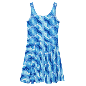Abstract Capri Skater Dress – Swirl Print Design - Dipaliz - Dresses - Xs