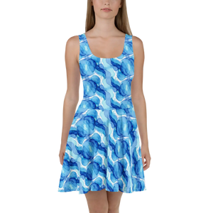 Abstract Capri Blue Dress - Swirl Print Design - Dipaliz - Xs - Dresses