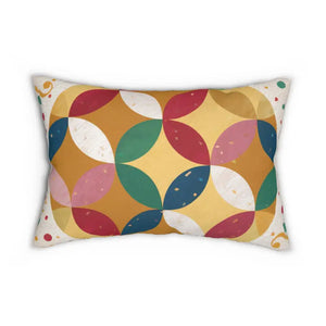 Polyester Lumbar Pillow - Abstract Circles Geometric Pattern - Dipaliz - 20’’ × 14’’ - Pillows