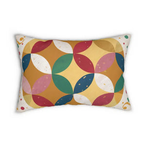Polyester Lumbar Pillow - Abstract Circles Geometric Pattern - Dipaliz - 20’’ × 14’’ - Pillows