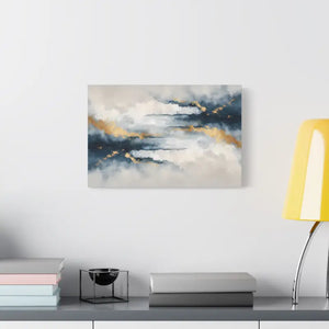 Matte Canvas Coastal Clouds Wall Art Navy Gold Glow - Dipaliz - Artwork