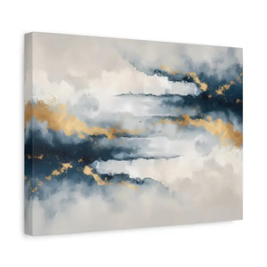 Matte Canvas Coastal Clouds Wall Art Navy Gold Glow - Dipaliz - Artwork