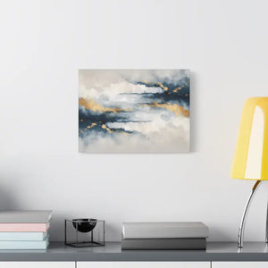 Matte Canvas Coastal Clouds Wall Art Navy Gold Glow - Dipaliz - Artwork