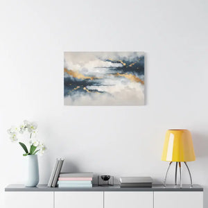 Matte Canvas Coastal Clouds Wall Art Navy Gold Glow - Dipaliz - Artwork