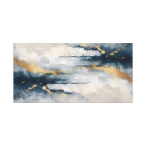 Matte Canvas Coastal Clouds Wall Art Navy Gold Glow - Dipaliz - 30’’ x 15’’ (horizontal) / 1.25’’ - Artwork