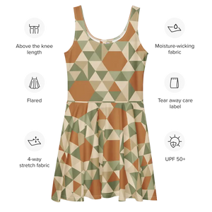 Colorful Skater Dress - Retro Geometric Flair - Dipaliz - Dresses