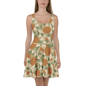 Colorful Skater Dress - Retro Geometric Flair - Dipaliz - Xs - Dresses