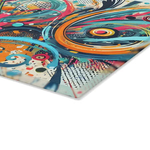 Glass Cutting Board Vibrant Colorful Swirls Kitchen Art Dipaliz - Boards
