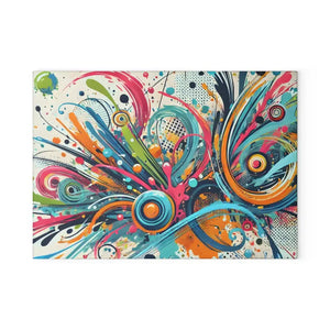 Glass Cutting Board Vibrant Colorful Swirls Kitchen Art Dipaliz - Boards