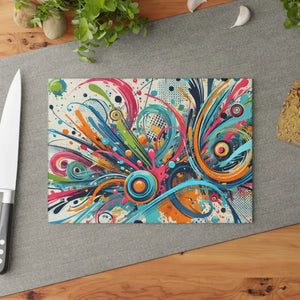 Glass Cutting Board Vibrant Colorful Swirls Kitchen Art Dipaliz - Boards
