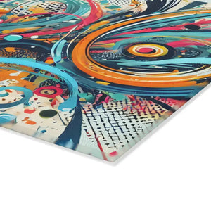 Glass Cutting Board Vibrant Colorful Swirls Kitchen Art Dipaliz - Boards