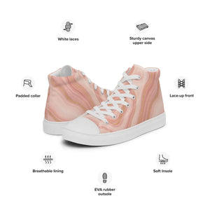 Abstract Coral Pink High Tops - Faux Leather Toe Cap - Dipaliz - Sneakers