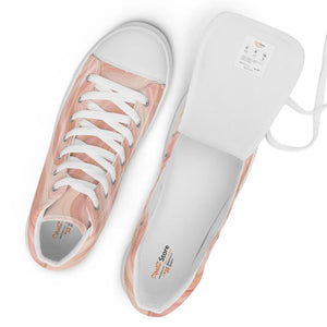Abstract Coral Pink High Tops - Faux Leather Toe Cap - Dipaliz - Sneakers