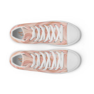 Abstract Coral Pink High Tops - Faux Leather Toe Cap - Dipaliz - Sneakers