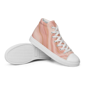 Abstract Coral Pink High Tops - Faux Leather Toe Cap - Dipaliz - Sneakers