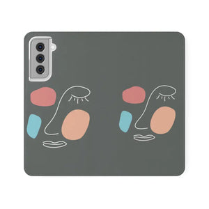 Samsung Galaxy Flip Cases Abstract Face Art Bold Design - Dipaliz - S21 - Mobile Phone