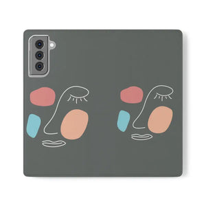 Samsung Galaxy Flip Cases Abstract Face Art Bold Design - Dipaliz - S21 Plus - Mobile Phone