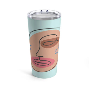 Vibrant Abstract Face Teal Tumbler 20oz Stainless Steel - Dipaliz - Tumblers