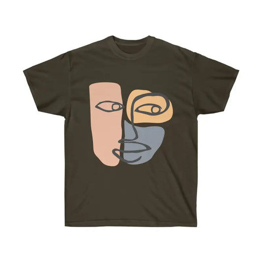 Abstract Face Unisex Ultra Cotton Tee: The Ultimate Trendy Statement Piece! - Dark Chocolate / s
