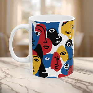 Abstract Faces Ceramic Mug - Modern Art Coffee Cup - Dipaliz - Mugs