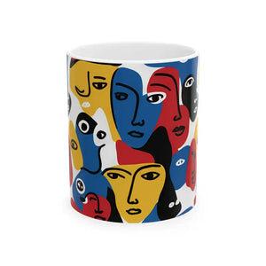Abstract Faces Ceramic Mug - Modern Art Coffee Cup - Dipaliz - Mugs