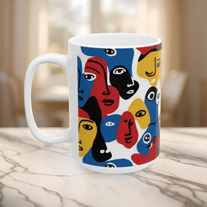 Abstract Faces Ceramic Mug - Modern Art Coffee Cup - Dipaliz - Mugs