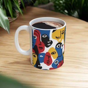 Abstract Faces Ceramic Mug - Modern Art Coffee Cup - Dipaliz - Mugs