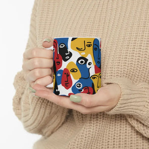 Abstract Faces Ceramic Mug - Modern Art Coffee Cup - Dipaliz - 11oz - Mugs