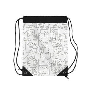 Bags - Abstract Faces Drawstring Bag Minimalist Line Art - Dipaliz one Size
