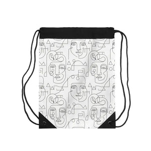 Bags - Abstract Faces Drawstring Bag Minimalist Line Art - Dipaliz one Size