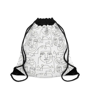 Bags - Abstract Faces Drawstring Bag Minimalist Line Art - Dipaliz one Size