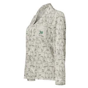 Abstract Faces Long Sleeve Pajama Top with Chest Pocket - Dipaliz - Clothing Tops