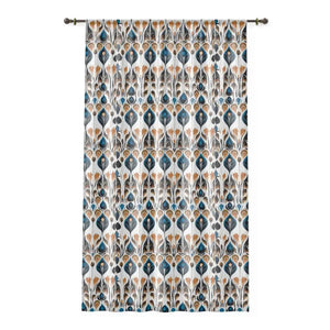 Home Decor - Abstract Feathers Window Curtain Polyester - Dipaliz Sheer / White / 50’’ × 84’’