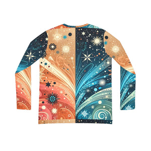 Split Galaxy Cosmic Pattern Women’s Long Sleeve V-neck Shirt (aop) - T-shirts - Xs