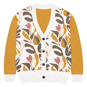 Abstract Floral Knitted Cardigan - Lightweight Cozy Layer - Dipaliz - 2xs - Cardigans
