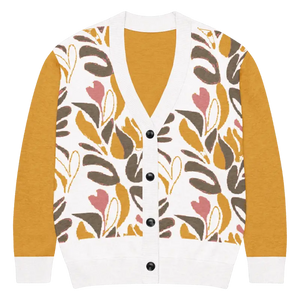 Abstract Floral Knitted Cardigan - Lightweight Cozy Layer - Dipaliz - l - Cardigans