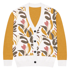 Abstract Floral Knitted Cardigan - Lightweight Cozy Layer - Dipaliz - m - Cardigans