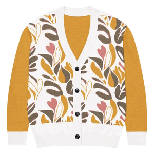 Abstract Floral Knitted Cardigan - Lightweight Cozy Layer - Dipaliz - Xl - Cardigans