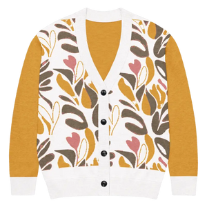 Abstract Floral Knitted Cardigan - Lightweight Cozy Layer - Dipaliz - Xs - Cardigans