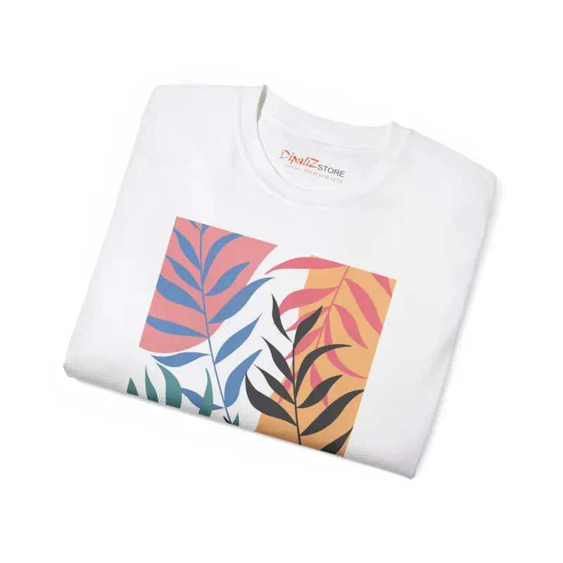 Rock the Foliage: Ultra Cotton Tee with Artistic Leaves! - T-shirt