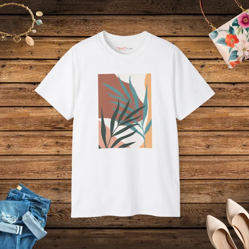 Unisex Ultra Cotton Tee with Abstract Foliage Style - White / s T-shirt