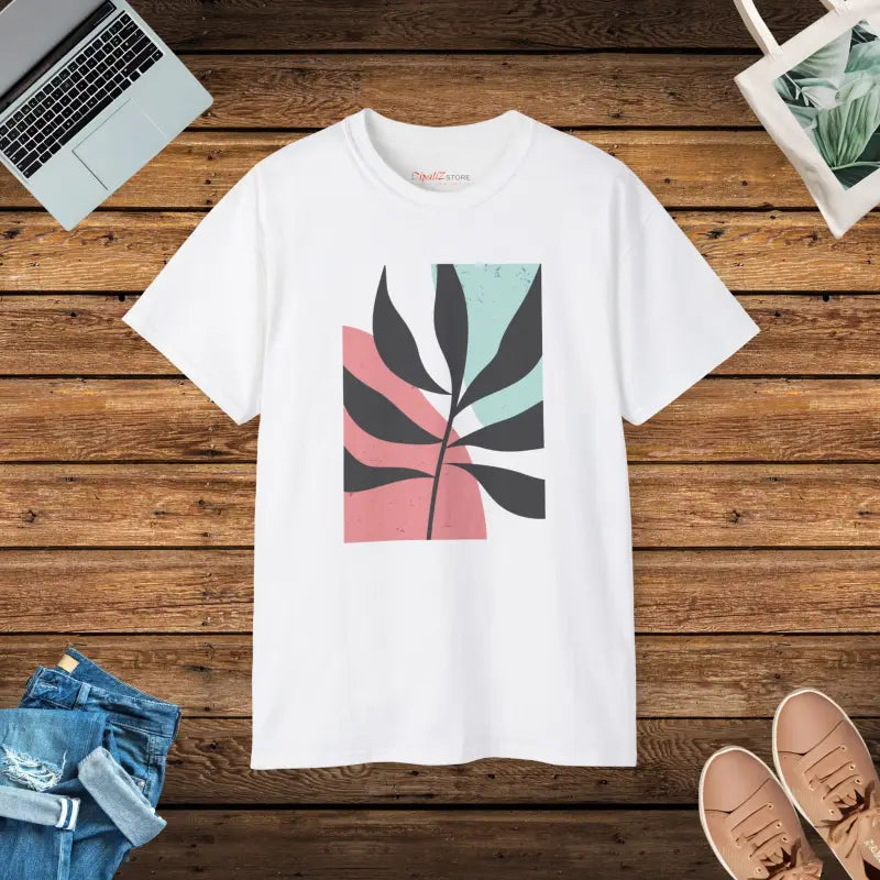 Unisex Ultra Cotton Tee - Vibrant Abstract Foliage Design - White / s T-shirt