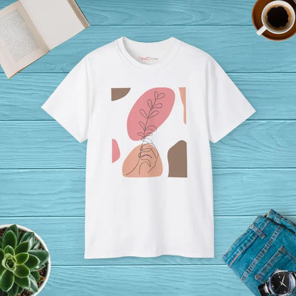 Unisex Ultra Cotton Tee with Abstract Foliage Design - White / s T-shirt