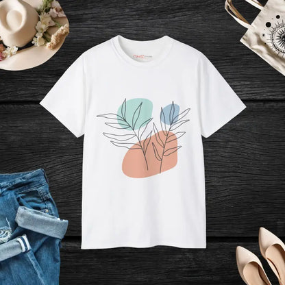 Unisex Ultra Cotton Tee with Vibrant Foliage Art - White / s T-shirt