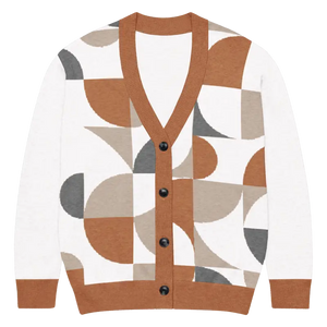 Abstract Geometric Pattern Knitted Cardigan - Cozy Layering - Dipaliz - 2xl - Cardigans