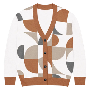 Abstract Geometric Pattern Knitted Cardigan - Cozy Layering - Dipaliz - 2xs - Cardigans